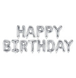 Foil Balloon Birthday Decorations Happy Birthday Silver 340cm x 35cm