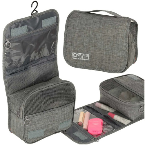 Hanging Cosmetic Travel Bag Foldable Grey