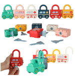 Mokomasis dėlionės žaidimas automobilių blokai, pakabinamos spynos, sensorinis žaislas Montessori