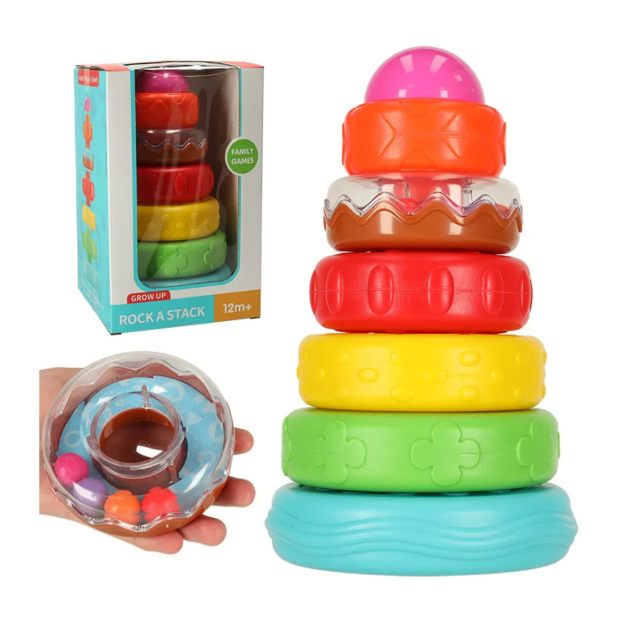 Piramidės bokštas edukacinė sensorinė dėlionė spalvinga Montessori