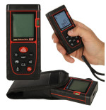 Digital laser distance meter, waterproof IP54 3mm/60m housing, battery powered
