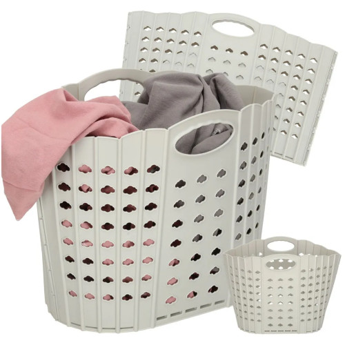 Laundry bag foldable bathroom organiser grey