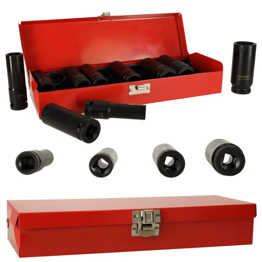 Set of 1/2'' 10-24 mm impact sockets 10 pcs.