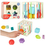 Flexible touch cube, attachable to puzzle, square with shape sorter