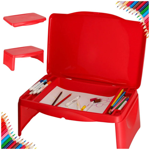 Children's car table with storage compartment red