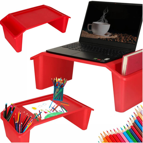 Laptop desk with organiser red