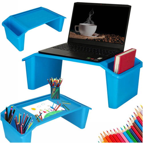 Laptop desk with organiser in blue