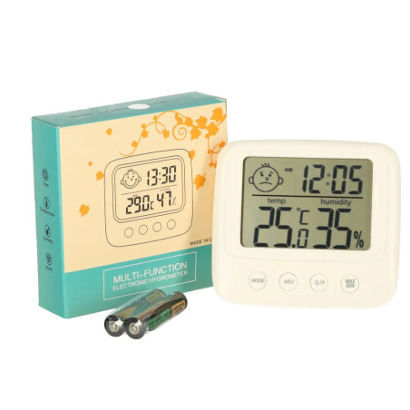 Hygrometer Clock Room thermometer Humidity meter LCD