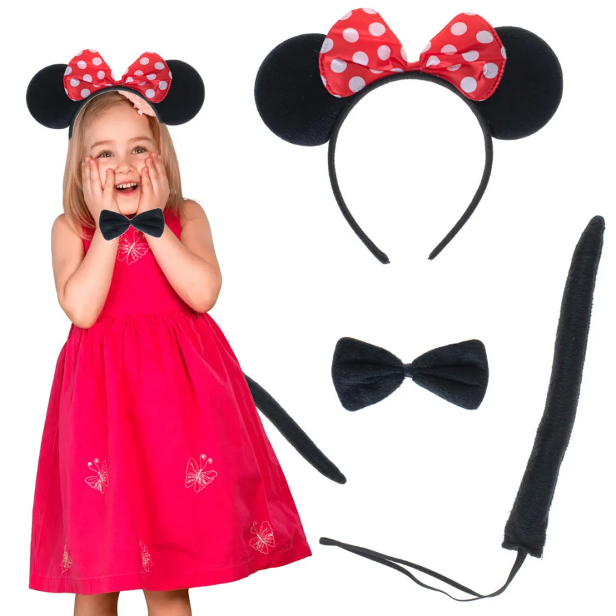 Costume headpiece bow tie tail set mouse