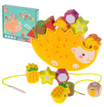 Puzzle game balancing hedgehog fruit threading