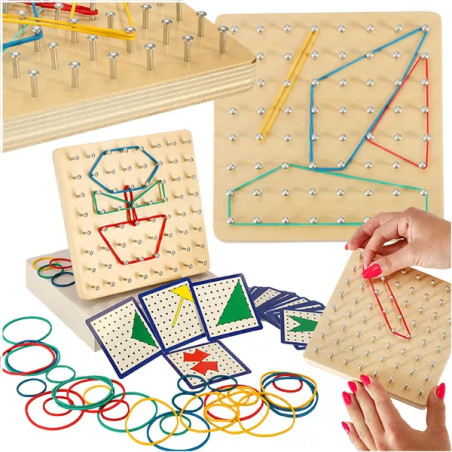 Geoboard Geoplan koka puzle ar gumijām