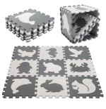 Foam puzzle mat for children 9 pieces black-ecru 85cm x 85cm x 1cm