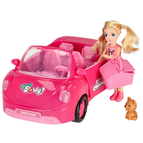 Doll car convertible pink 4 el.