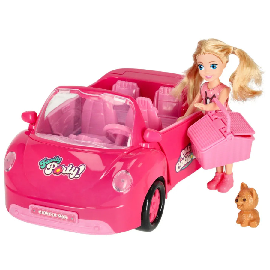 Lelle automašīna kabriolets rozā 4 el. Lelle automašīna kabriolets rozā 4 el.