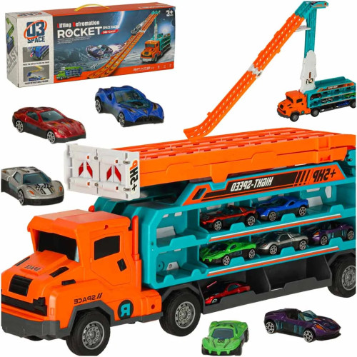 Autofurgons ar sacīkšu trasi amerikāņu kalniņi 6el oranžs