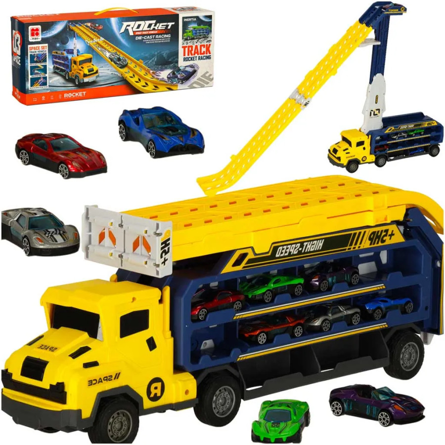 Caravan with racing track roller coaster 6el yellow