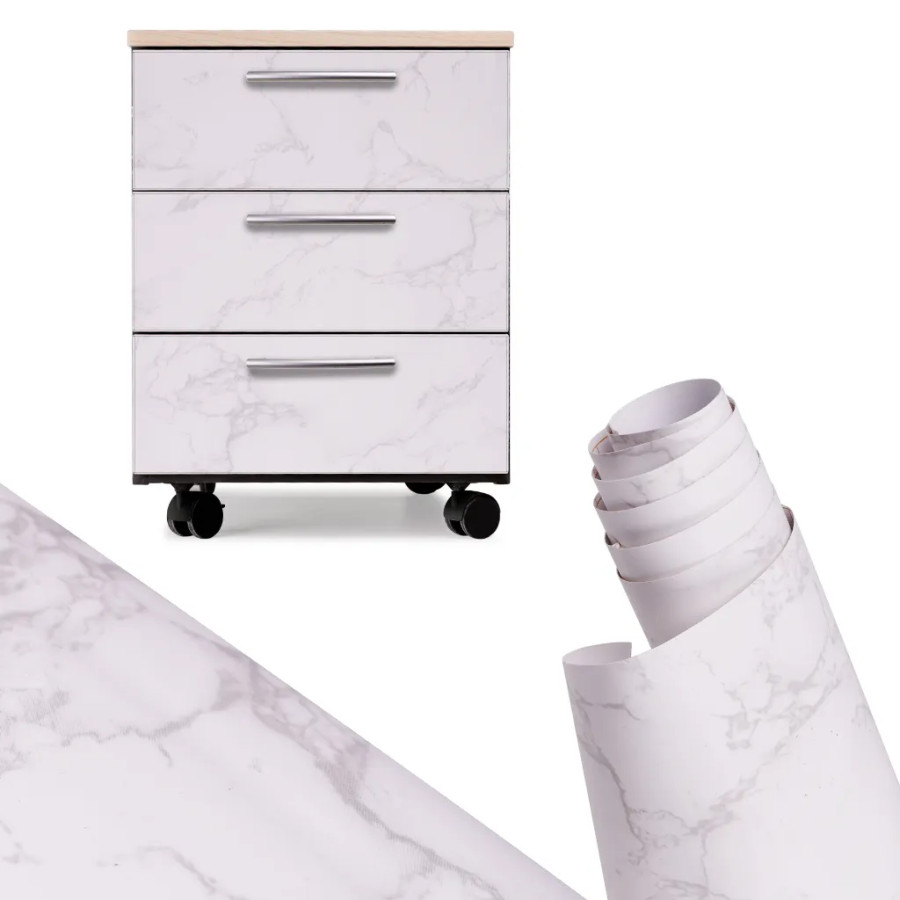 Foil roll of adhesive wallpaper veneer white marble - magnolia 1,22x50m