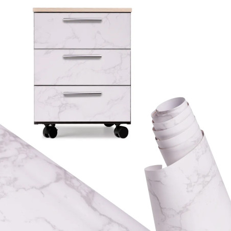 Foil roll of adhesive wallpaper veneer white marble - magnolia 1,22x50m