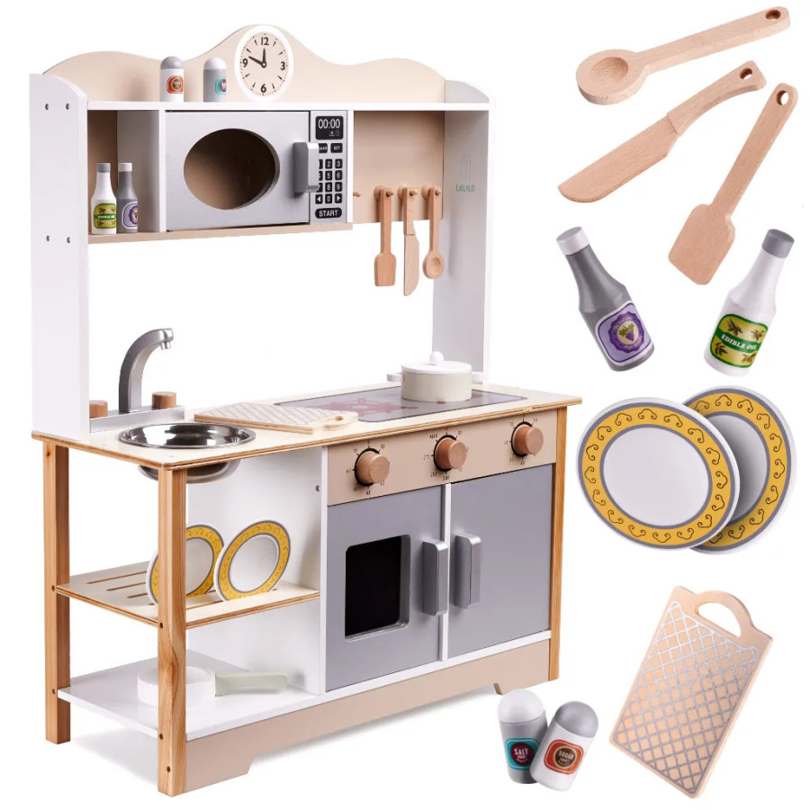 LULILO wooden kitchen for kids MDF KUKETO + accessories