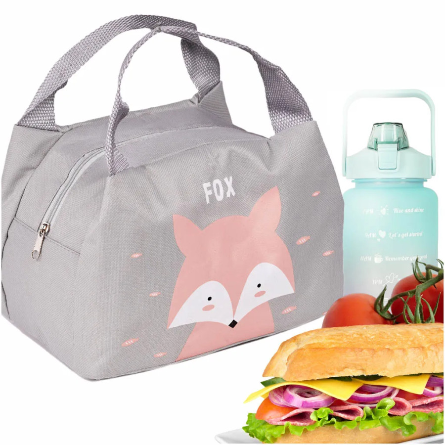Thermal bag for breakfast lunch fox pink