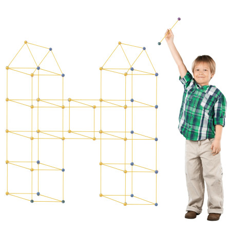 Building blocks tube straw base tent house 75el.