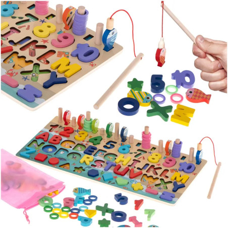 Wooden counting wheel, fishing alphabet numbers