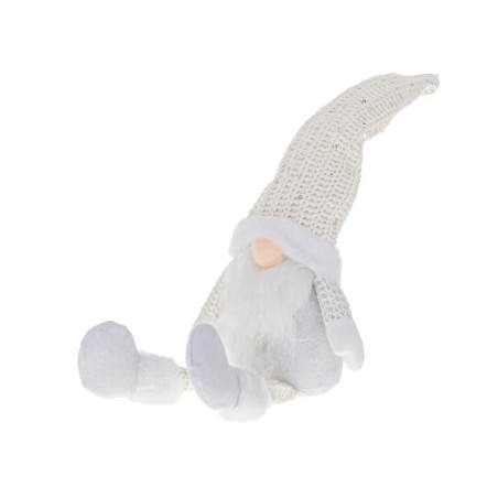 Ziemassvētku elfs ar bārdu balts 47cm