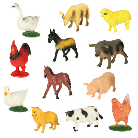 Farm animal figurines set cow horse 12pcs.