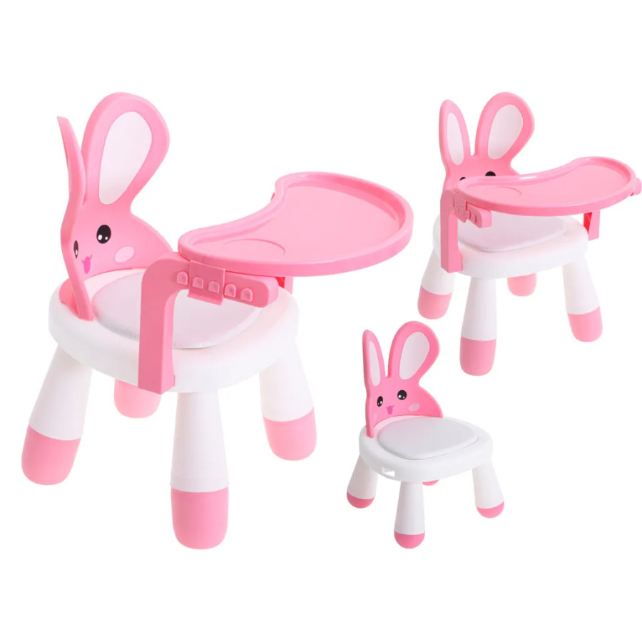 Highchair for feeding and playing table pink