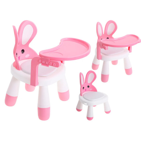 Highchair for feeding and playing table pink