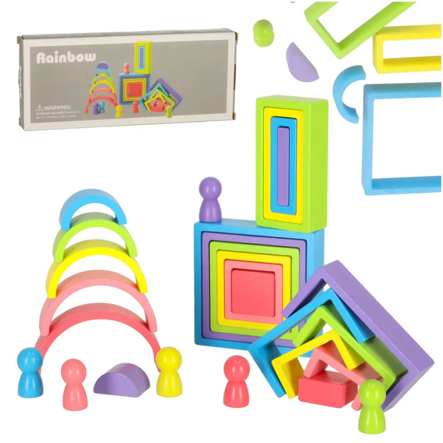 Rainbow Montessori wooden educational blocks