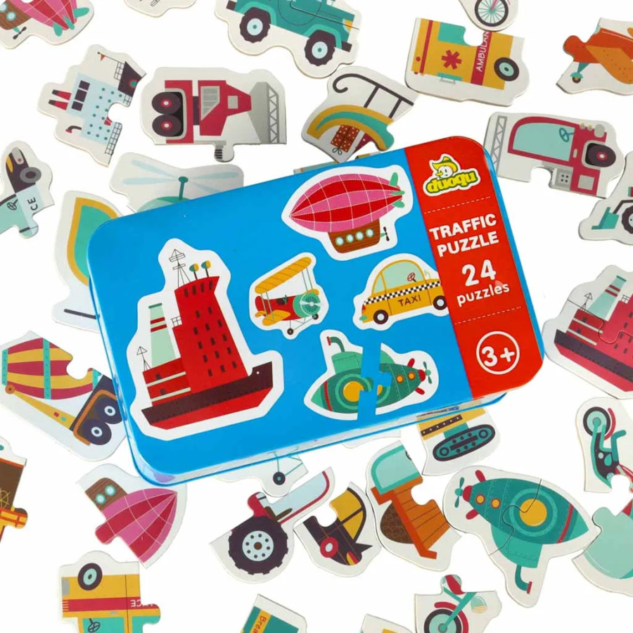 Puzles skārdenē 24 puzles transportlīdzekļos