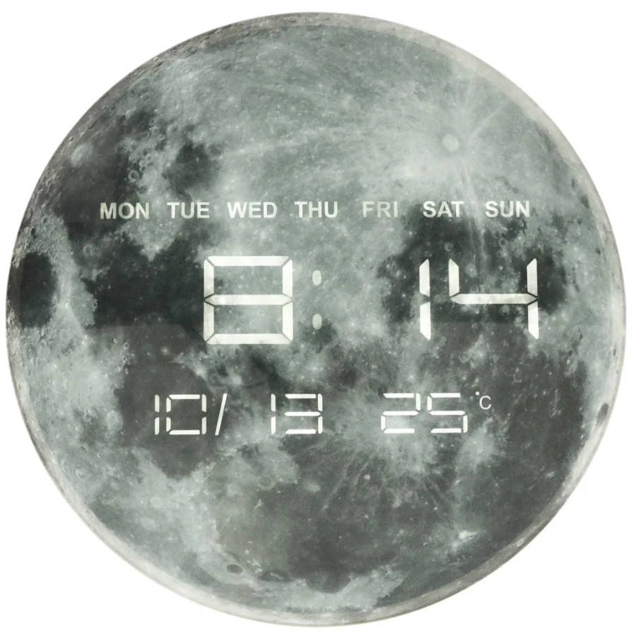 Planet Moon Grey Wall Clock 32cm