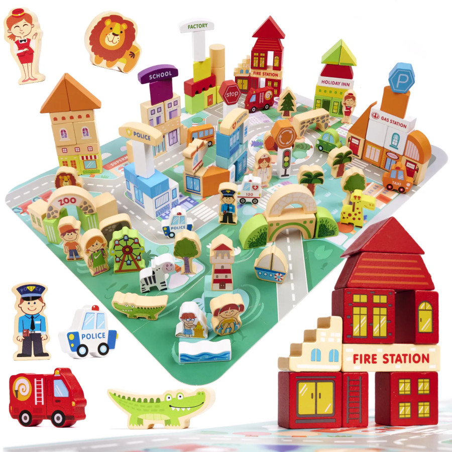 Educational wooden city puzzles 120el.