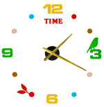 Värviliste numbritega kleebis seinakell 80-90cm