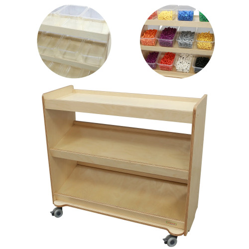 MASTERKIDZ Drewniany Regał na kółkach z Półkami