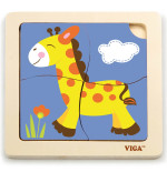 VIGA Poręczne Drewniane Puzzle Żyrafa