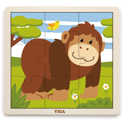 VIGA Handy Koka Gorilla Puzzle 9 gabaliņi