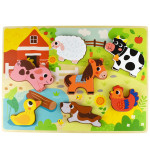 Tooky Toy Montessori koka puzle Dzīvnieki fermas spēles formas