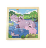 VIGA Handy Koka puzle Hippos 9 gabaliņi