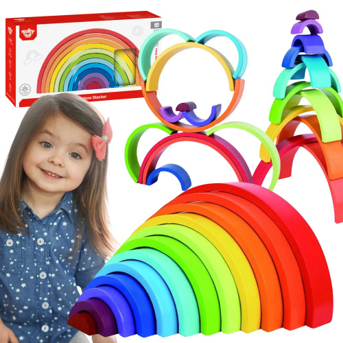 TOOKY TOY dėlionės Montessori vaivorykštiniai mediniai kaladėliai