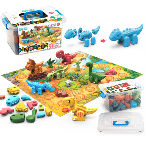 WOOPIE ehituskomplekt 2in1 lauamäng Dinosaurused + kuubik 46 el.