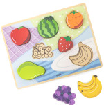 VIGA puust mõistatused Montessori Puzzle 2in1 Figuurid puuviljad