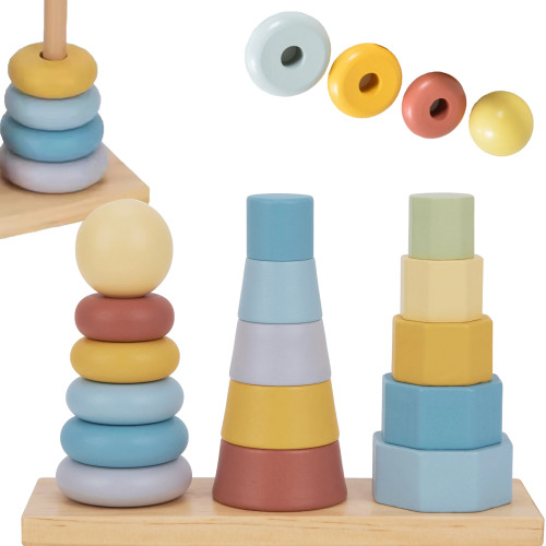 TOOKY TOY Trijų bokštų krovimo Montessori rūšiuoklė