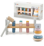 VIGA PolarB Zestaw Drewniana Piramidka + Przebijanka z Młoteczkiem Miś Polarny Montessori