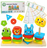 WOOPIE GREEN Montessori puzzle Püramiid Loomad 27 el. FSC