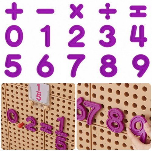 MASTERKIDZ Skaičių ir ženklų rinkinys, skirtas mokytis skaičiavimo ir matematikos, skirtas STEM sieninėms plokštėms 82 el.