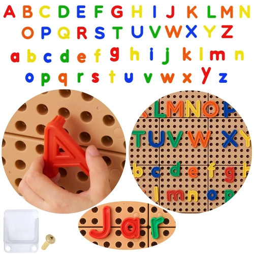 MASTERKIDZ abėcėlės raidžių rinkinys (didelis ir mažas), skirtas STEM sieninėms plokštėms 122 el.
