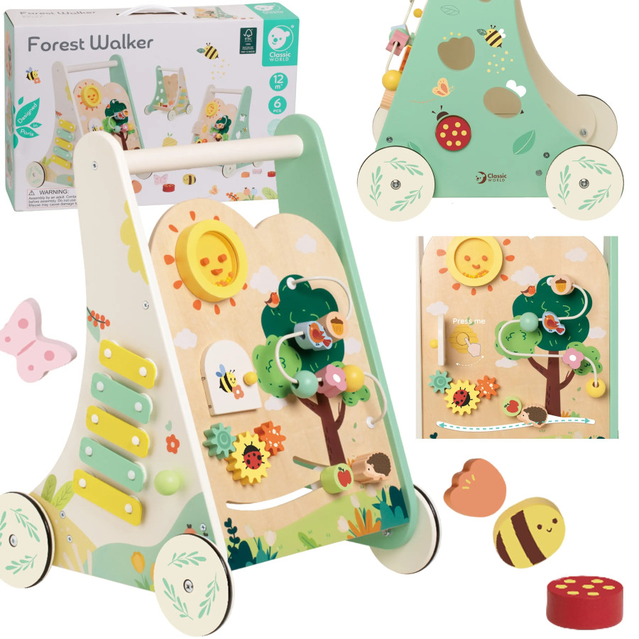 "Classic World 8in1" medinis daugiafunkcinis stūmiklis "Forest Walker" "Classic World 8in1" medinis daugiafunkcinis stūmiklis "Forest Walker"