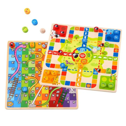 Žaisliniai loginiai stalo žaidimai 2in1 "Ludo Chinese" + "Free the Animals
